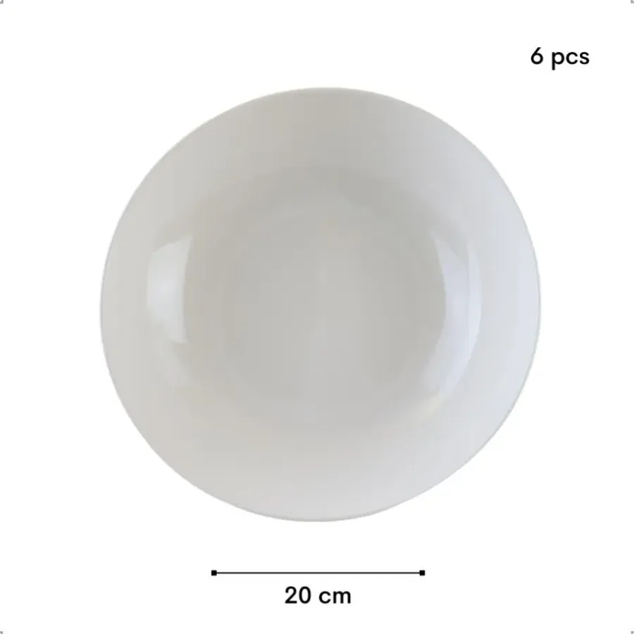 Borden-OTIX Pastaborden Bordenset 6 Persoons Diepe Borden Soepborden 20cm Wit Porsel...