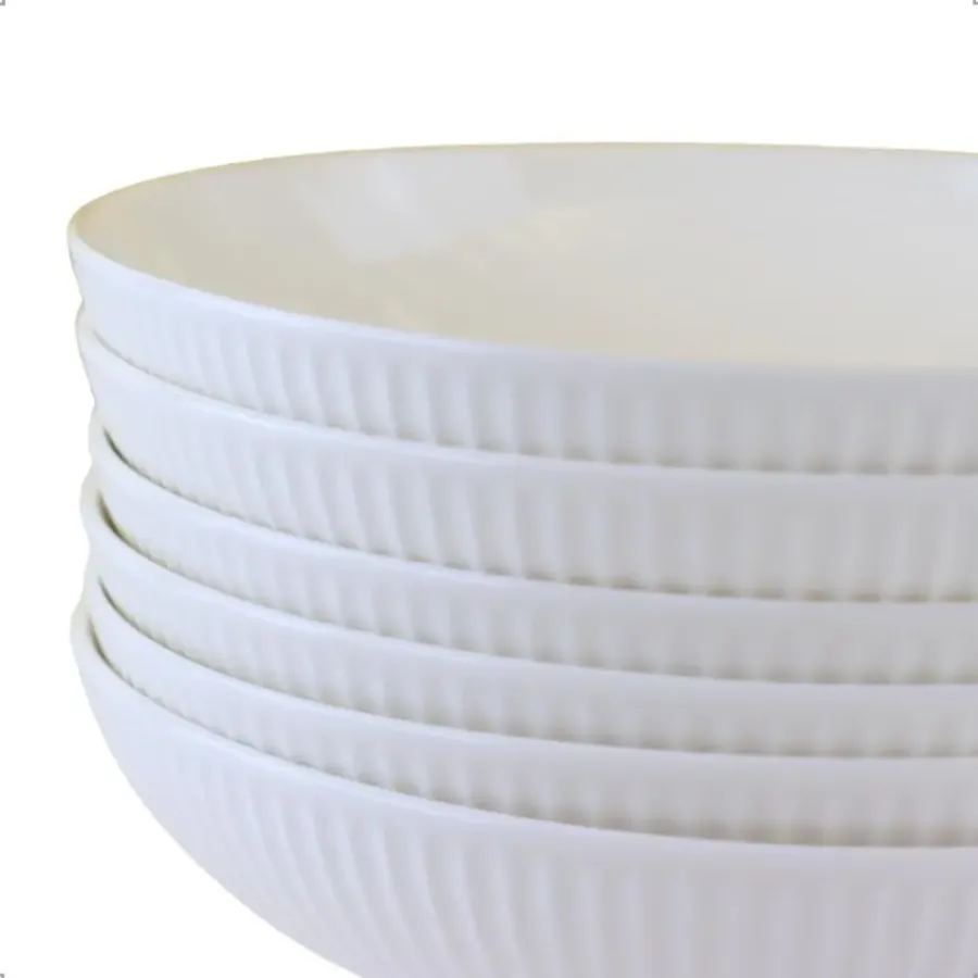 Borden-OTIX Pastaborden Bordenset 6 Persoons Diepe Borden Soepborden 20cm Wit Porsel...