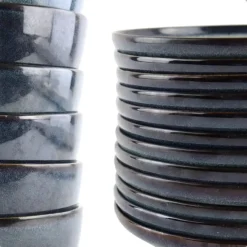 Serviessets-OTIX Serviesset 6 Persoons met Bordenset Soepkommen 600ml Schaaltjes EBONY