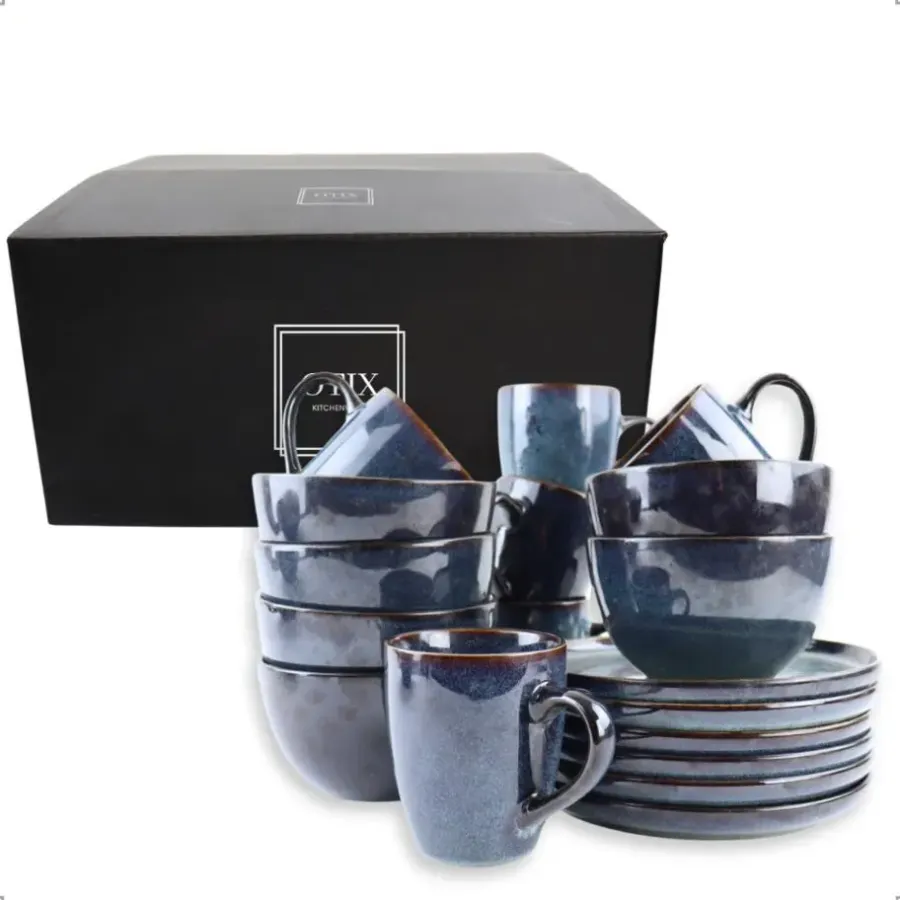 OTIX Serviesset 6 Persoons met Bordenset Soepkommen 600ml Koffiekopjes 350ml...