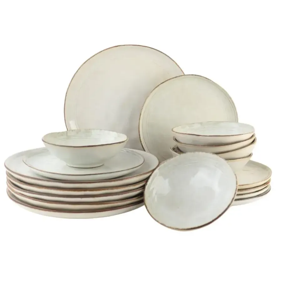 Serviessets-OTIX Serviesset Bordenset 6 Persoons 18-delig Beige Keramiek LILY