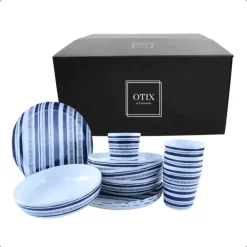 Serviessets-OTIX Serviessets 12 Delig STRIPES - BLUE