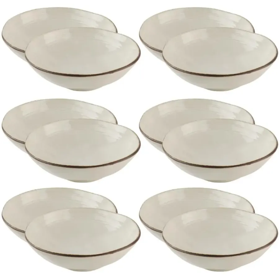 Borden-OTIX Soepkommen 12 Persoons Beige Soeptassen 15cm Keramiek LILY