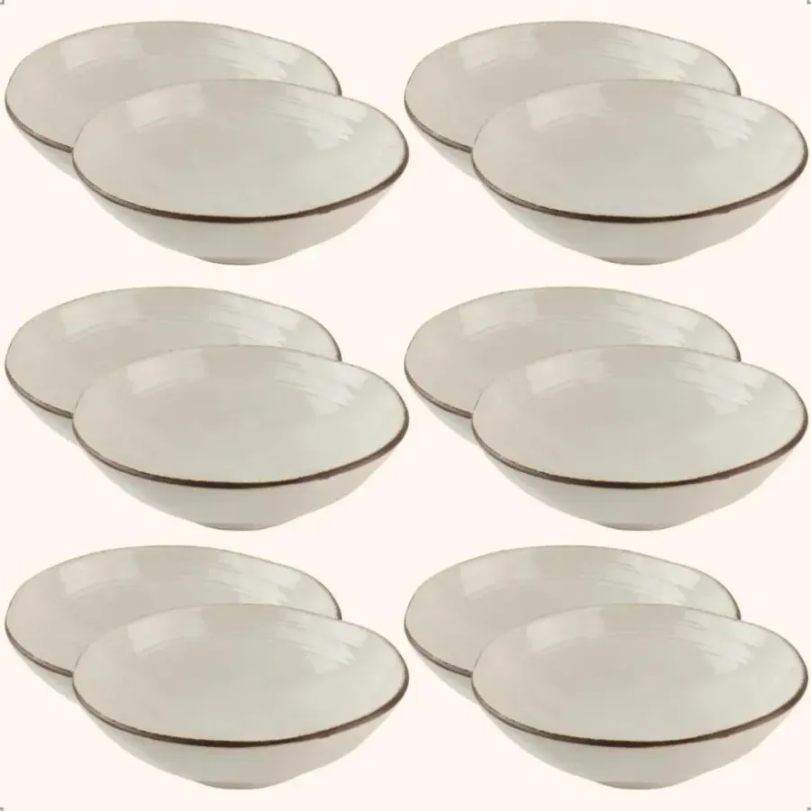 Borden-OTIX Soepkommen 12 Persoons Beige Soeptassen 15cm Keramiek LILY
