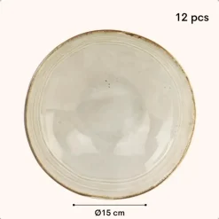 Borden-OTIX Soepkommen 12 Persoons Beige Soeptassen 15cm Keramiek LILY