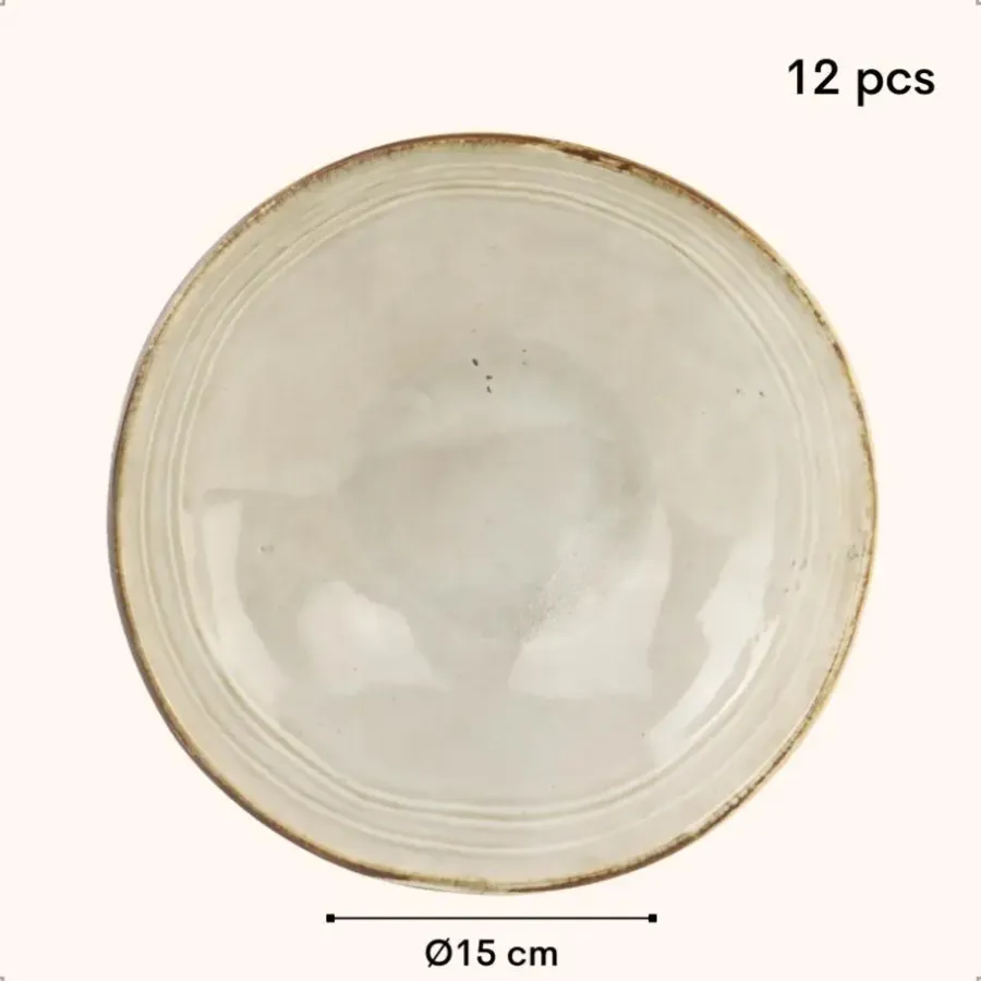 Borden-OTIX Soepkommen 12 Persoons Beige Soeptassen 15cm Keramiek LILY