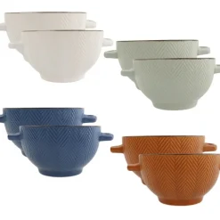 Borden-OTIX Soepkommen met Oor Set van 8 Verschillende kleuren Aardewerk 680 ml