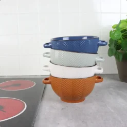 Borden-OTIX Soepkommen met Oor Set van 8 Verschillende kleuren Aardewerk 680 ml