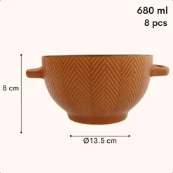 Borden-OTIX Soepkommen met Oor Set van 8 Verschillende kleuren Aardewerk 680 ml