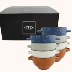 Borden-OTIX Soepkommen met Oor Set van 8 Verschillende kleuren Aardewerk 680 ml