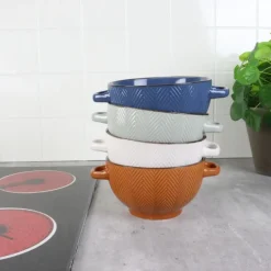Borden-OTIX Soepkommen met Oor Set van 4 Verschillende kleuren Soeptassen Aardewerk