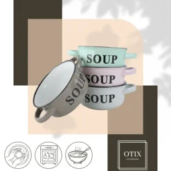 Kommen-OTIX Soepkommen met Oor Set van 4 Schaaltjes 500ml Diverse Kleuren
