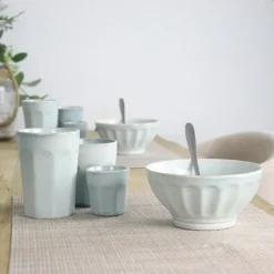 OTIX Soepkommen Zonder Oor Set van 6 Schaaltjes 560ml Licht Blauw Aardewerk ELM