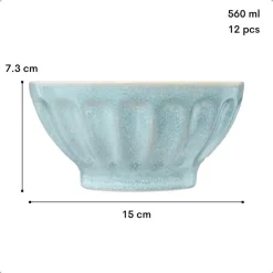 Kommen-OTIX Soepkommen Zonder Oor Set van 12 Schaaltjes 560ml Licht Blauw ELM
