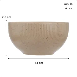 OTIX Soepkommen Zonder Oor Set van 6 Schaaltjes 600ml Caramel Aardewerk TEAK
