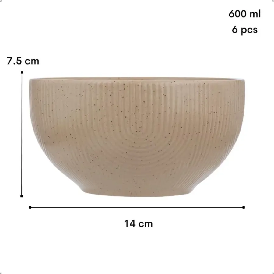 OTIX Soepkommen Zonder Oor Set van 6 Schaaltjes 600ml Caramel Aardewerk TEAK