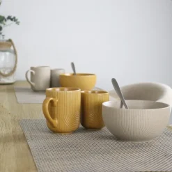 Kommen-OTIX Soepkommen Zonder Oor Set van 12 Schaaltjes 600ml Caramel TEAK
