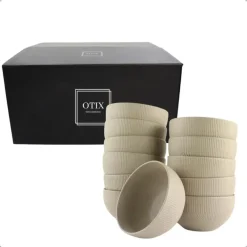 Kommen-OTIX Soepkommen Zonder Oor Set van 12 Schaaltjes 600ml Caramel TEAK