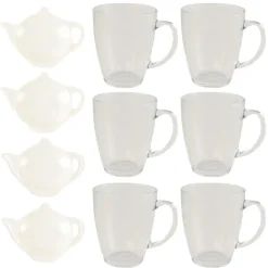 OTIX Theeglazen 6 stuks met 4 Theezakjeshouders Porcelein 350 ml Glas