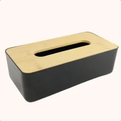 Opbergboxen-OTIX Tissue box Houder Zwart 26x13.2x8.8 cm Bamboe en kunststof