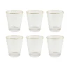 OTIX Waterglazen Set van 6 Stapelbaar 350 ml Met gouden rand Reliëf Ribbel