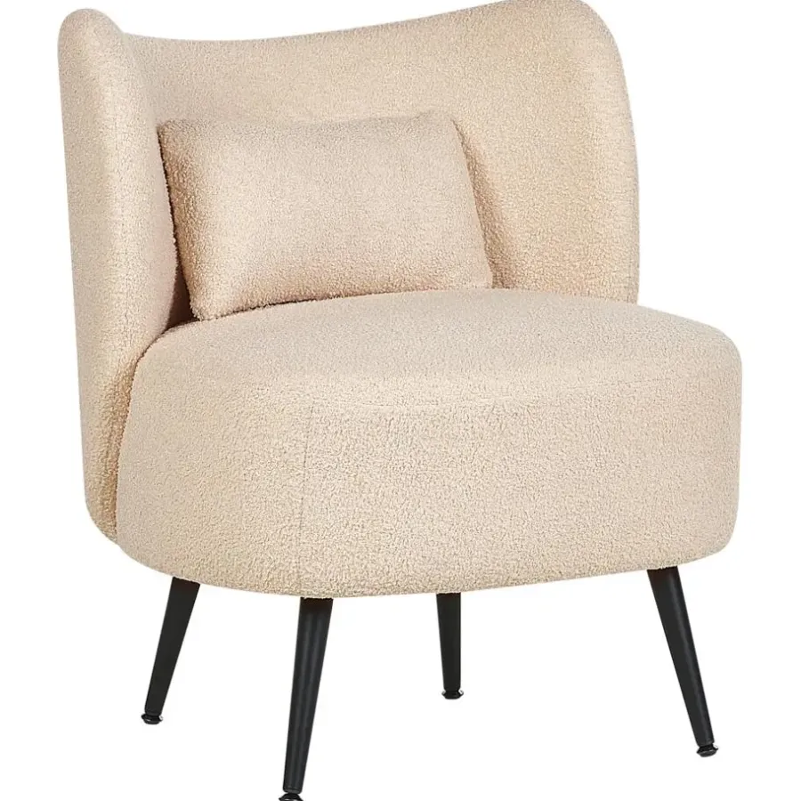Fauteuils-Beliani OTSBY - Fauteuil - Beige - Bouclé