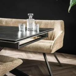 Industriële Eettafels|Ovale Eettafels-Dimehouse Ovale eettafel zwart Sophie industrieel 180x90 cm - Keramiek - Zwart