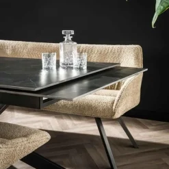 Industriële Eettafels|Ovale Eettafels-Dimehouse Ovale eettafel zwart Sophie industrieel 180x90 cm - Keramiek - Zwart