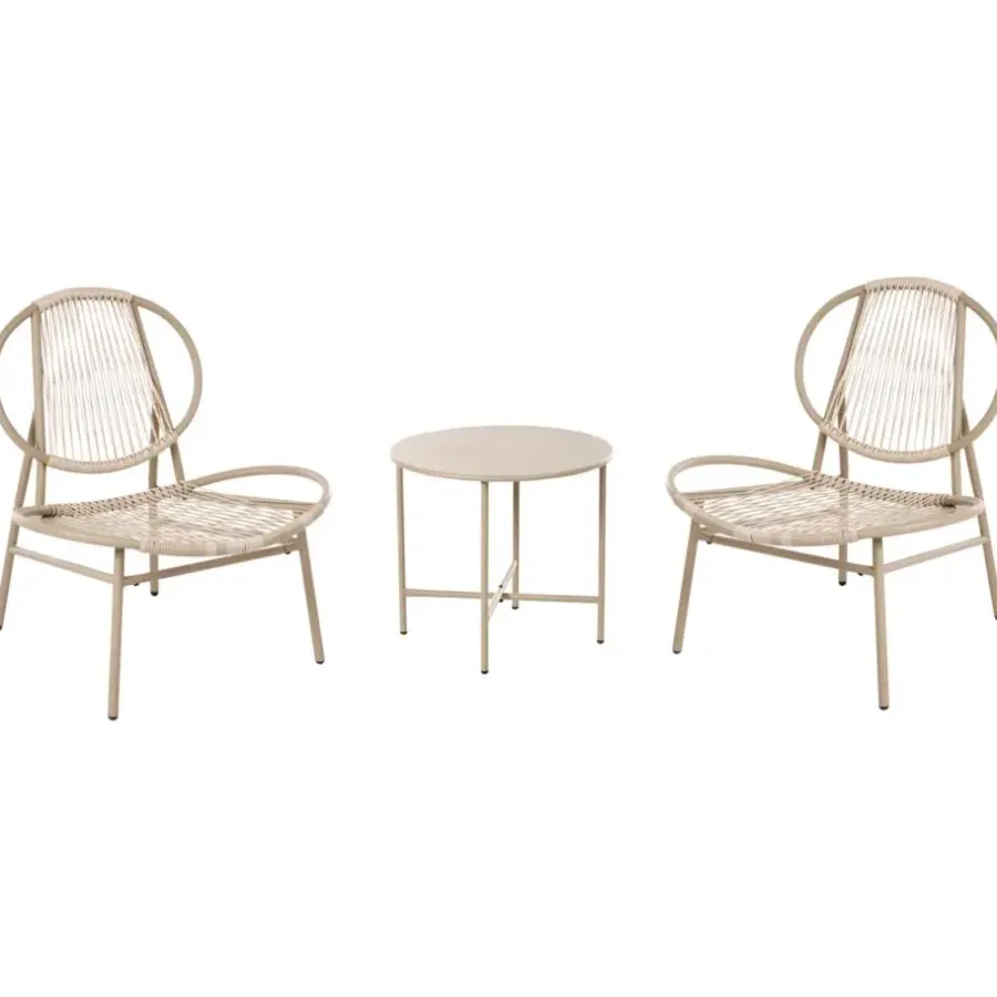 Leen Bakker OVARO - Bistroset - Beige - PE rotan