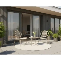 Leen Bakker OVARO - Bistroset - Beige - PE rotan