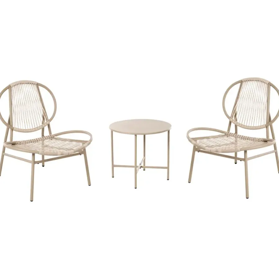 Leen Bakker OVARO - Bistroset - Beige - PE rotan