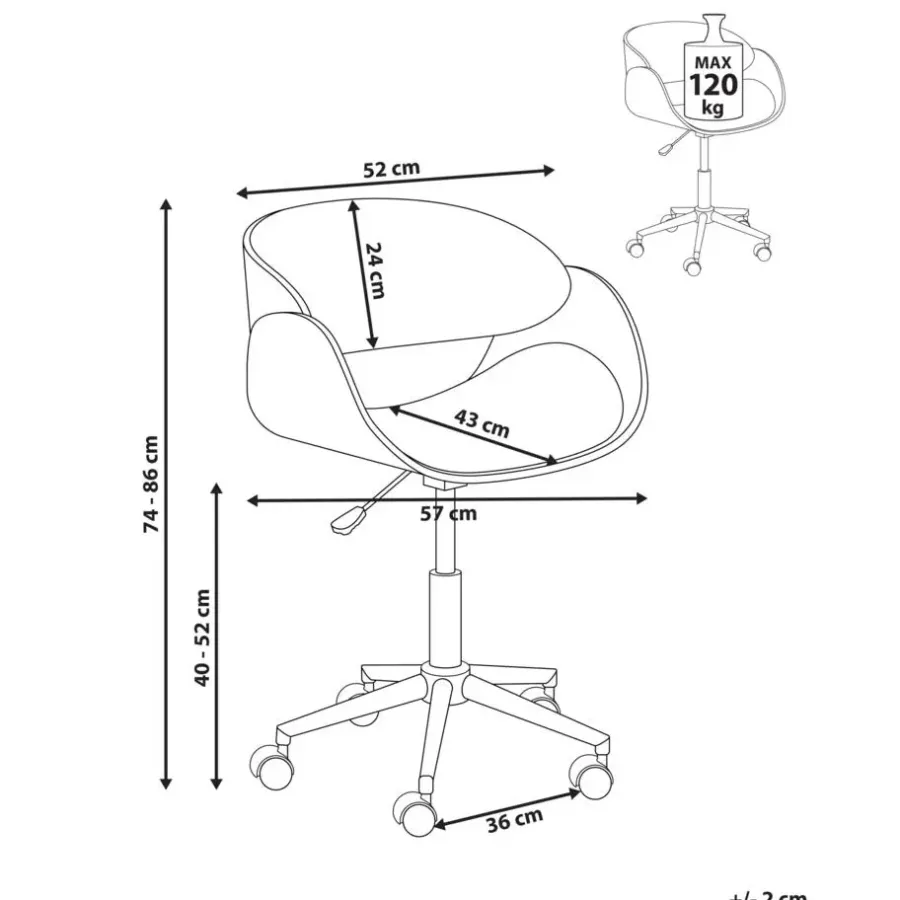 Bureaustoelen|Bureaustoelen-Leen Bakker PALATKA - Bureaustoel - Lichthout/Zwart - Kunstleer
