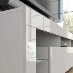 Tv Meubels-Homlando Panama TV-meubel 160 x 45 x 35 cm Glanzend witte fronten zonder verlichting