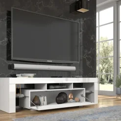 Tv Meubels-Homlando Panama TV-meubel 160 x 45 x 35 cm Glanzend witte fronten zonder verlichting