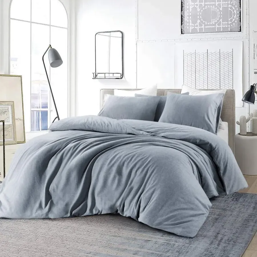 Dekbedovertrekken|1-Persoons Dekbedovertrekken-Papillon dekbedovertrek Brienz flanel - 140x200/220cm - Blauw