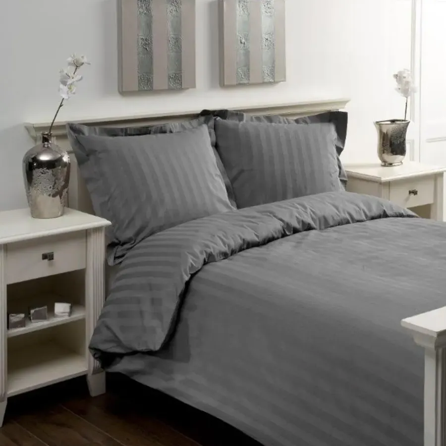 Papillon dekbedovertrek Satijn Streep - 200x200/220 cm - Grijs