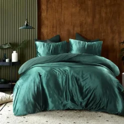 2-Persoons Dekbedovertrekken-Papillon dekbedovertrek Uni Velvet - 200x200/220 cm - Groen