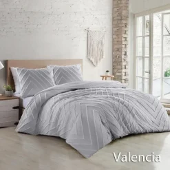 1-Persoons Dekbedovertrekken-Papillon Valencia Dekbedovertrek - Eenpersoons - 140x200/220 cm - Grijs