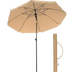 Parasols-ACAZA Parasol 180 cm diameter, rond / achthoekige strandparasol kantelbaar - taupe