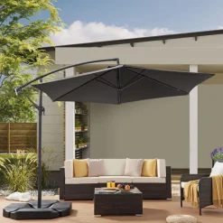 Merkloos Parasol - duurzame Zweefparasol Ø300 cm – Kantelbaar - 3 meter doorsnede - Grijs