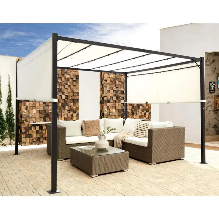 Terrasoverkappingen-Beliani PARGA - Tuinpaviljoen - Beige - Polyester