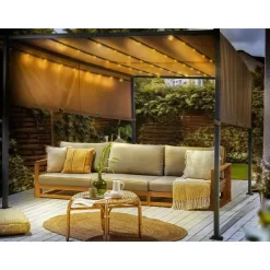 Terrasoverkappingen-Beliani PARGA - Tuinpaviljoen - Bruin - Polyester