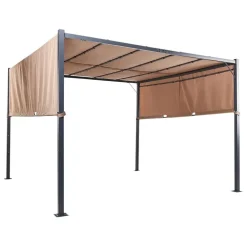 Terrasoverkappingen-Beliani PARGA - Tuinpaviljoen - Bruin - Polyester