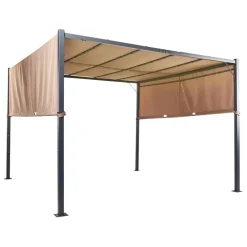 Terrasoverkappingen-Beliani PARGA - Tuinpaviljoen - Bruin - Polyester