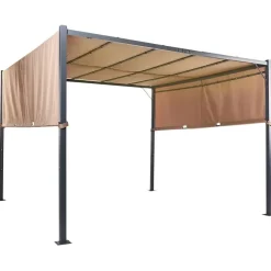 Terrasoverkappingen-Beliani PARGA - Tuinpaviljoen - Bruin - Polyester