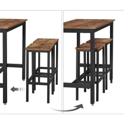 Bartafels-Parya - Vasagle - Bartafel Set - 120x60x90 - Donkerbruin