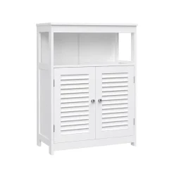 Hoge Kasten-Parya Home - Badkamerkast - Vrijstaande Kast - 2 Deuren - Hout - Wit