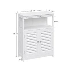 Hoge Kasten-Parya Home - Badkamerkast - Vrijstaande Kast - 2 Deuren - Hout - Wit