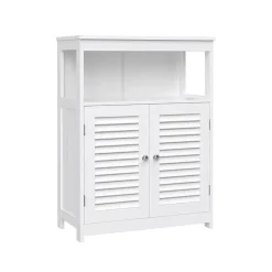 Hoge Kasten-Parya Home - Badkamerkast - Vrijstaande Kast - 2 Deuren - Hout - Wit
