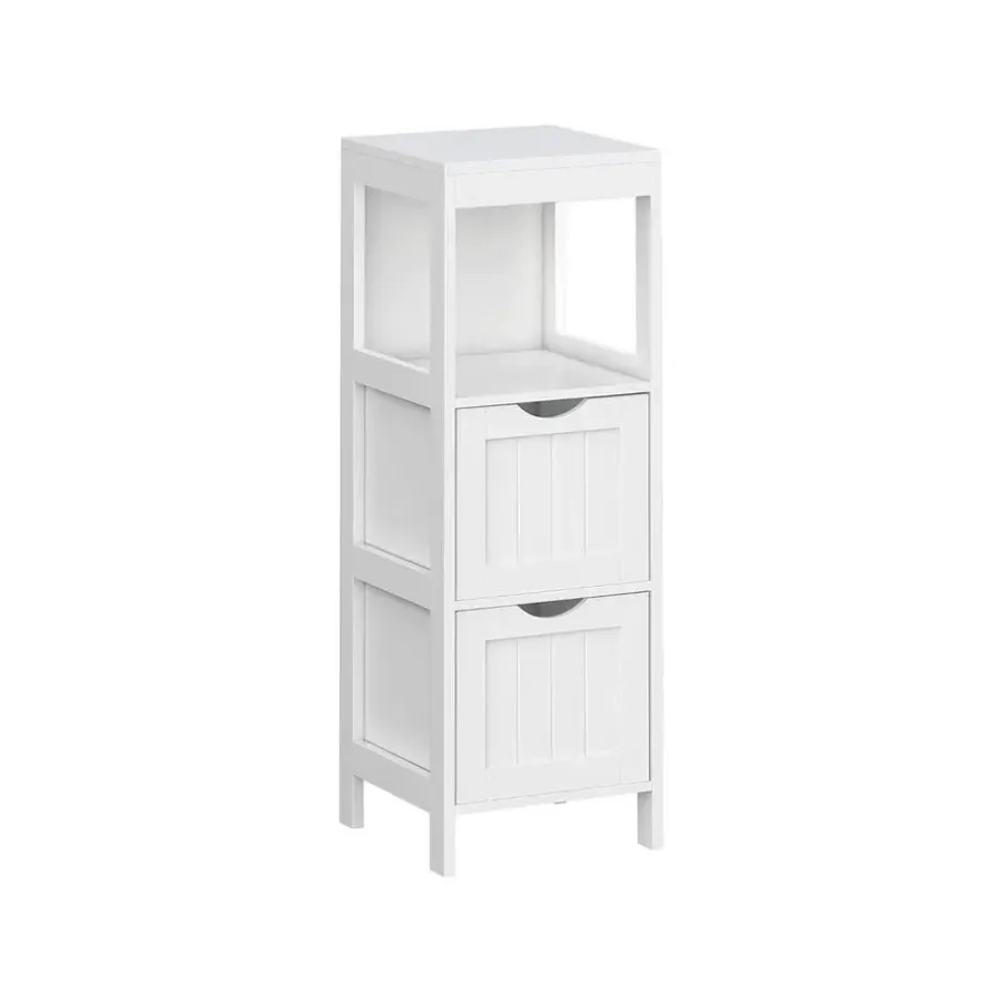 Bobbel Home Parya Home - Badkamerkast - Medicijnkast - 2 Lades - 1 Open vlak - Hout - Wit